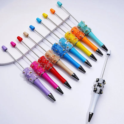 Cute Bee Flower Ballpoint Pen with Clear Sugars Design Plastic Material Portable for Gift Party Favors