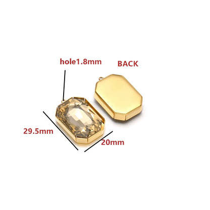 Gold Plated Polygon Charm Faceted Glass Pendant with 1.8mm Hole Geometric Crystal Charms for DIY Jewelry Making Wholesale