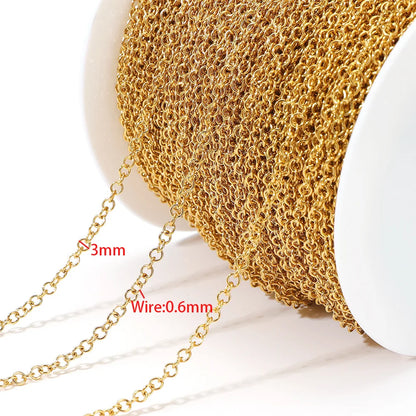 E612  Fashion Stainless Steel Roller Chain Cross Chain Extended O Chain for Jewelry Making
