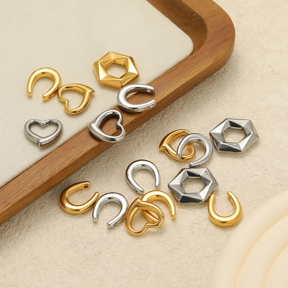 Geometric 18k Gold Plated Stainless Steel Heart U Shape Pentagon Charms Pendant for DIY Jewelry Necklace Making  Accessories