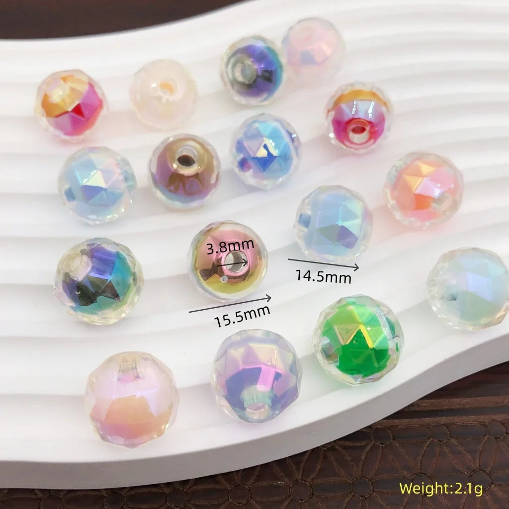 100pcs 16mm Rainbow Candy Globe Acrylic Bead Transparent Bead in Bead Round Loose Beads for DIY Jewelry Craft