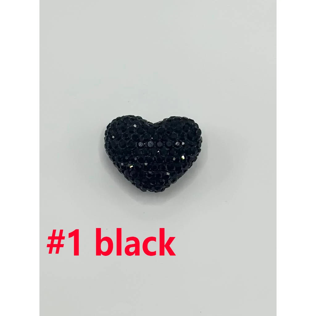 Solid Heart Clay Focal Beads Inlaid Shiny Rhinestones Decorative Loose Beads DIY for Pen Bracelet Craft Zhejiang Wholesale