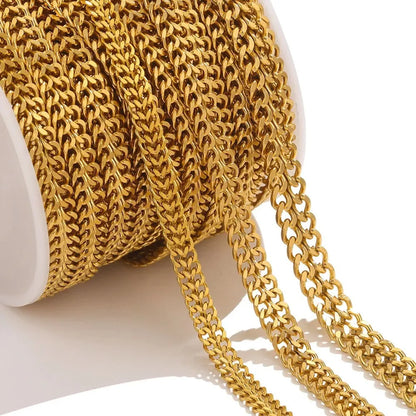 D105 Ins Hot Fashion 18k Gold Plated Stainless Steel Chain Double Necklace Bracelet Making Roll Chain