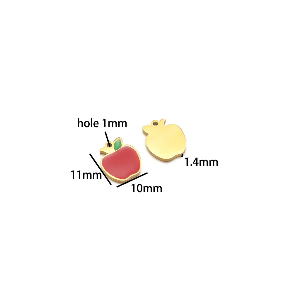 Colorful Fruits Pendant 18k Gold Plated Stainless Steel Strawberry Bananas Cherry Mushroom Charm Pendant for DIY Jewelry Making