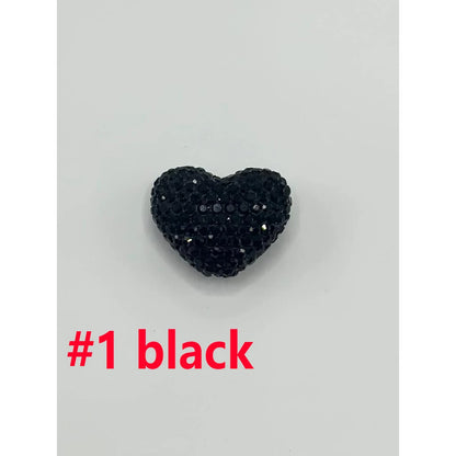 Solid Heart Clay Focal Beads Inlaid Shiny Rhinestones Decorative Loose Beads DIY for Pen Bracelet Craft Zhejiang Wholesale