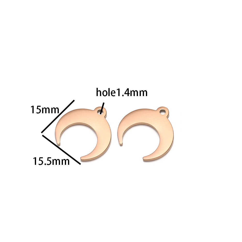 New Design 18k Gold Plated Stainless Steel Moon Charm Pendant for Necklace Jewelry Making Jewellery Accessories
