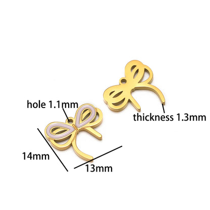 High Quality 18k Gold Plated Stainless Steel Enamel Bowknot Charm Pendant for DIY Necklace Jewelry Making Supplies Accessories