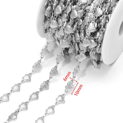 D864 Waterproof Stainless Steel Chain Heart cat Paw Shape Bulk Link Roll Chain for Necklace Bracelet Diy