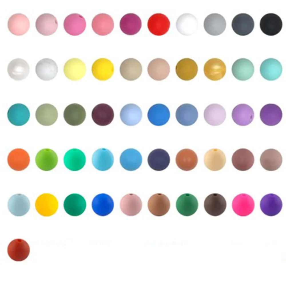 100PCS Custom Wholesale 9mm 12mm 15mm Food Grade BPA Free Baby Chew Teether Silicone DIY Beads for Pen Making Accessories