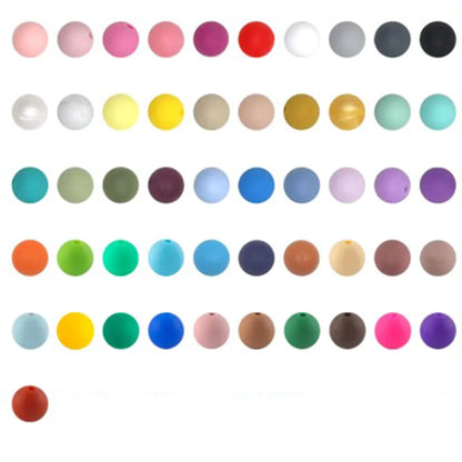 100PCS Custom Wholesale 9mm 12mm 15mm Food Grade BPA Free Baby Chew Teether Silicone DIY Beads for Pen Making Accessories