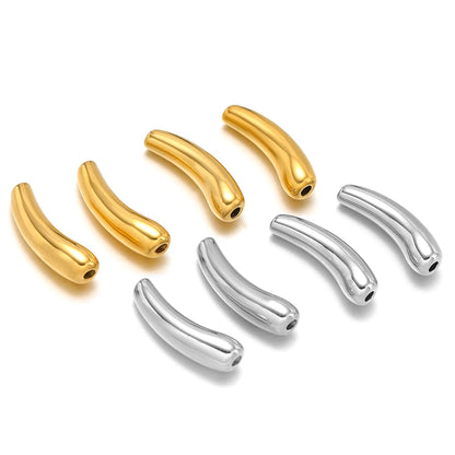 Polished 18k Gold Plated Stainless Steel Irregular Eggplant Charm Beads Pendant for DIY Jewelry Making Accessories