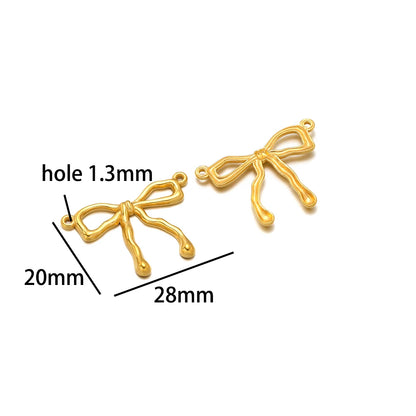 New Handmade DIY Jewelry Accessories 18k Gold Plated Stainless Steel Pearl Bowknot Charm Pendant for Women Jewelry Making