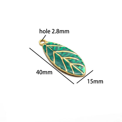 Diy Accessories 18k Gold Plated Stainless Steel Dripping Oil Colorful Leaf Charms Pendant for Jewelry Necklace Earrings Making