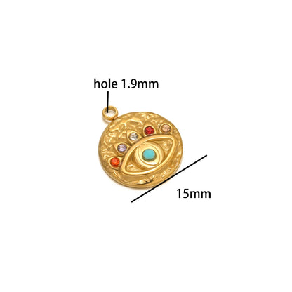 Design Dainty Enamel Eye Stainless Steel 18K Gold Plated Zircon Eyes Charm Pendant for Jewelry Earring Necklace Making