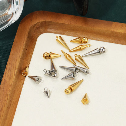 Gold Plated Stainless Steel Small Pointed Cone Weld 3.5mm Hole Charm for  Jewelry Necklace Making