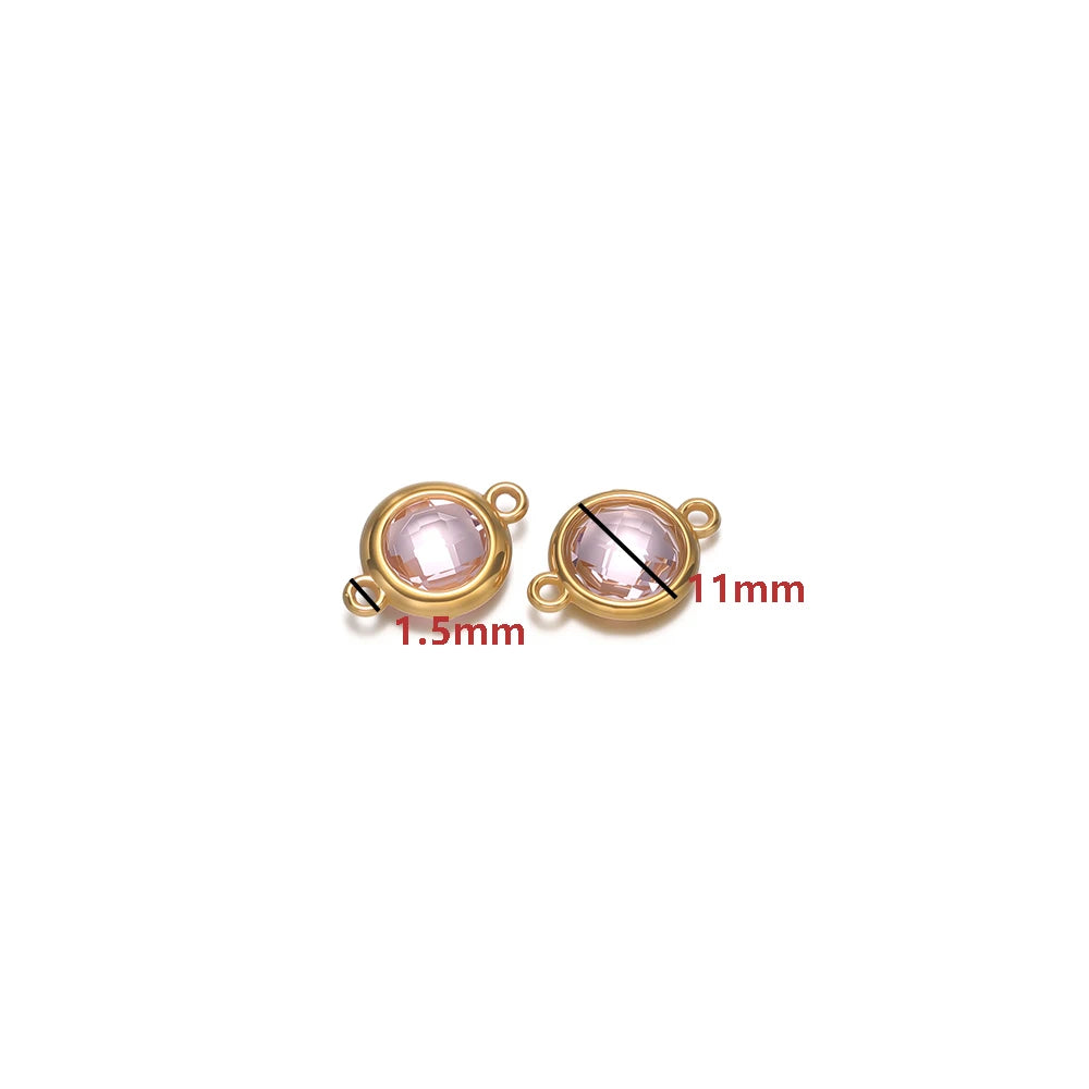 18K Gold Plated Stainless Steel Enamel Round Pendant Findings for Necklace Earrings Garment Making