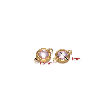 18K Gold Plated Stainless Steel Enamel Round Pendant Findings for Necklace Earrings Garment Making