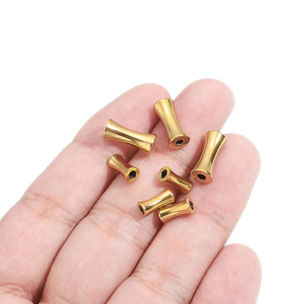 Stainless Steel 18k Gold Plated Jewelry Bone Shape Bead Vacuum Camber Beads for DIY Jewelry Making Accessories
