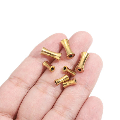 Stainless Steel 18k Gold Plated Jewelry Bone Shape Bead Vacuum Camber Beads for DIY Jewelry Making Accessories