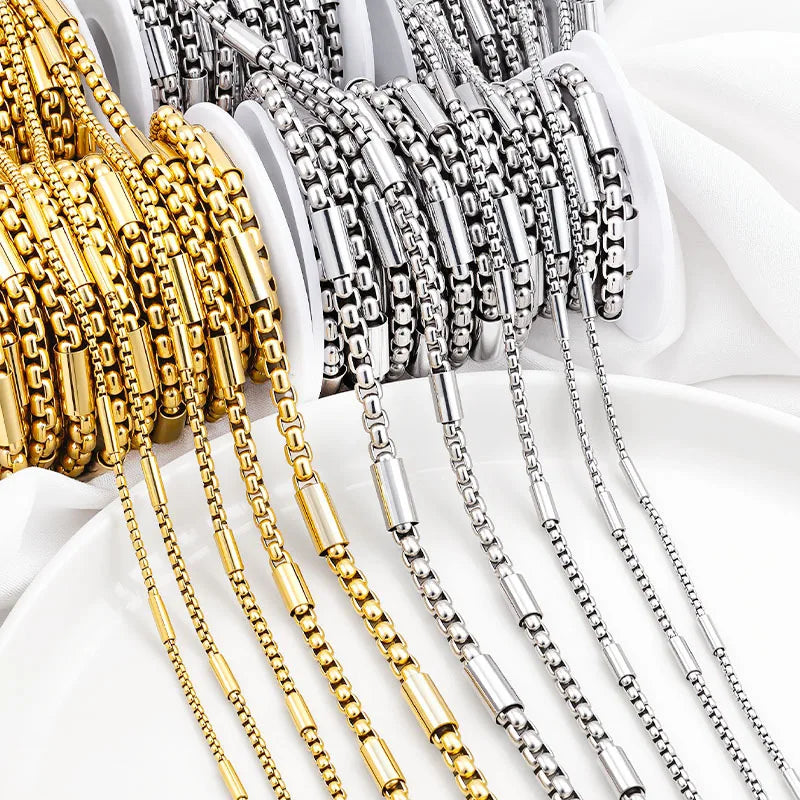 D146 Amazing Hot 18k Gold Plated Stainless Steel Chain Necklace Bracelet Making Jewelry Chain Wholesale