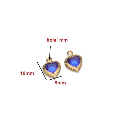 Gold Plated Heart Charms with Colored Glass DIY Jewelry Making Pendant Accessories Wholesale