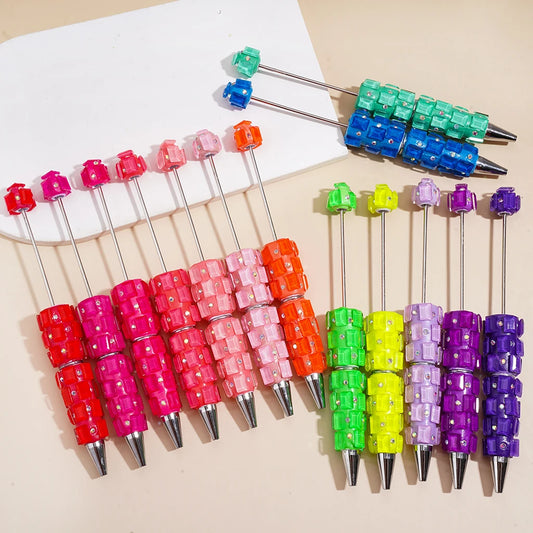 Fluorescent Rectangular Rhinestone Clay Pen with Rhinestones Gift Pen Heavy-Duty Colorful Rhinestone Ballpoint Pen