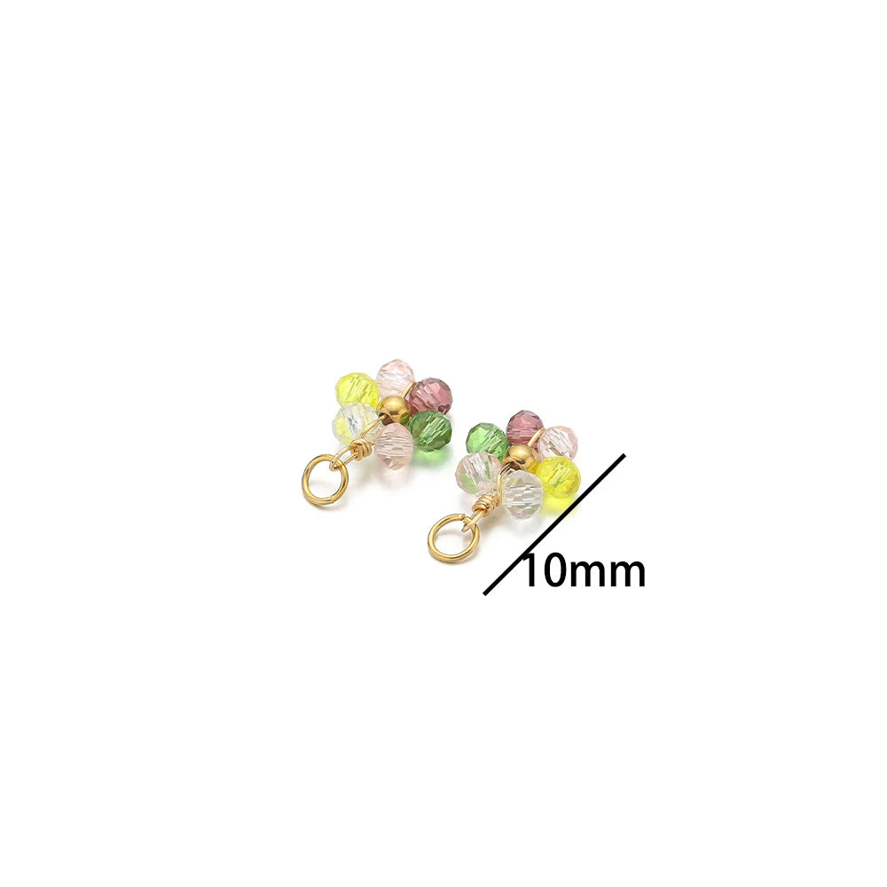 Multicolor Stainless Steel Gold Plated Crystal Flower  Beads Charms Pendant for Handmade Jewelry Necklace Making Accessories