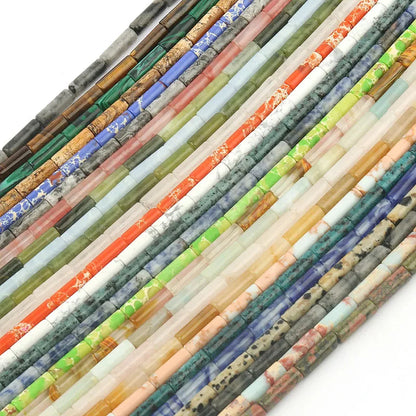 4x13mm Natural Round Tube  Stone Beads Jade Howlite Lapis Lazuli Quartz Tiger Eye Gemstone Bead for DIY Jewelry Making