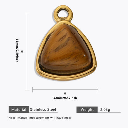 Vintage Handmade DIY Stainless Steel Gold Plated Tiger Eye Stone Charm Pendant for Necklace Jewelry Making