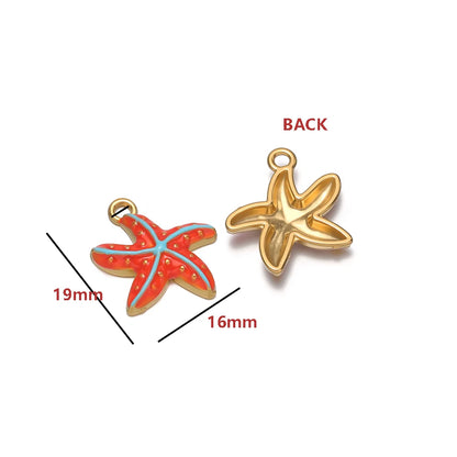 High Quality Jinrou 18K Gold Plated Stainless Steel Enamel Starfish Shape Pendant for Necklace and Earrings Jewelry Making