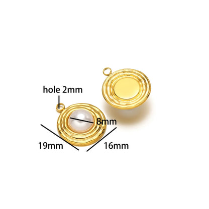 Hot Sale Fashion 18k Gold Plated Stainless Steel Pearl Flower Irregular Shape Charm Pendant for DIY Necklace Jewelry Making