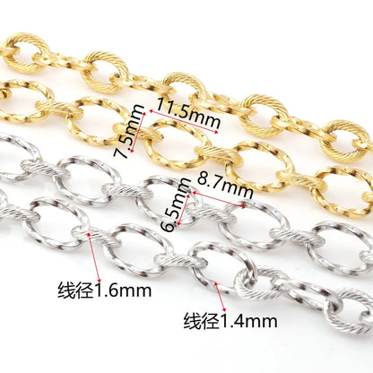 B2073 Hip Hop Twist Thunk Chain Non Tarnished Stainless Steel Chain Jewelry Chain for Necklace