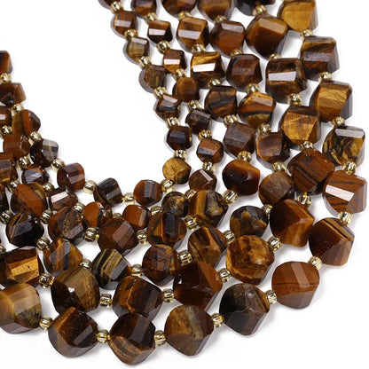 Faceted Helix Twisted 6mm 8mm 10mm Jade Agate Gemstone Beads, Cut Stone Obsidian Rose Quartz Bead for DIY Jewelry Making 18CM