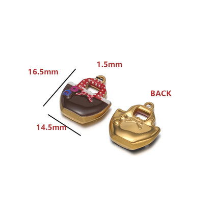 High Quality Jinrou 18K Gold Plated Stainless Steel Enamel Handbag Shape Pendant for Necklace and Earrings Jewelry Making