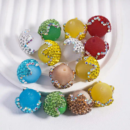 18mm Colorful Pinecone Shape Clay Porcelain Rhinestone Disco Ball Beads for Pen Making Shambhala Round Polymer Bulk