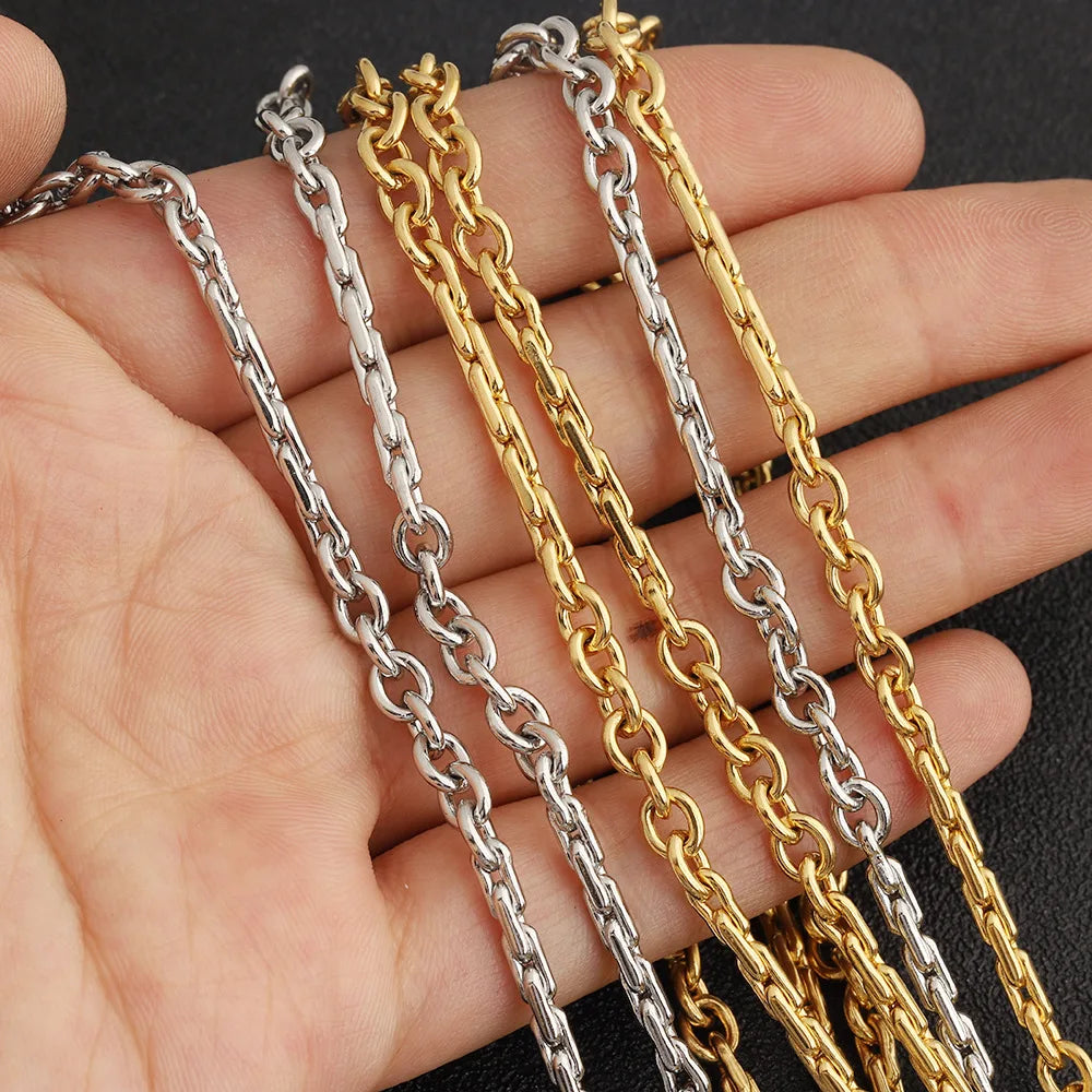 D820 Split Joint Link Neck Chains for Men Women Hiphop Punk Choker Metal Stainless Steel Cross Necklace Chain Jewelry