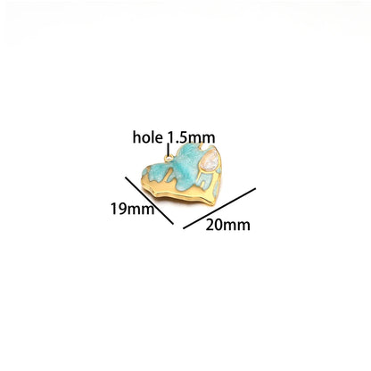 Nice Design Stainless Steel 18k Gold Plated Enamel Zircon Heart Charms Pendant for Jewelry Necklace Making Accessories