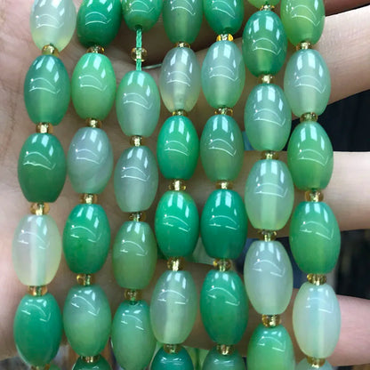 New Natural 8x12mm Rice Dyed Rainbow Colorful Agate Loose Bead, Mutil-color Agate Tourmaline for DIY Women Jewelry Making