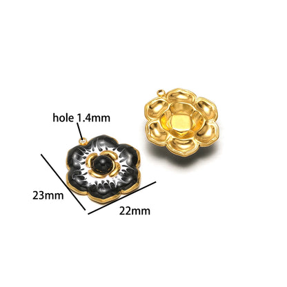 Exquisite Pendant 18k Gold Plated Stainless Steel Colorful Enamel Flower Charm Pendant for Necklace Jewelry Making Accessories
