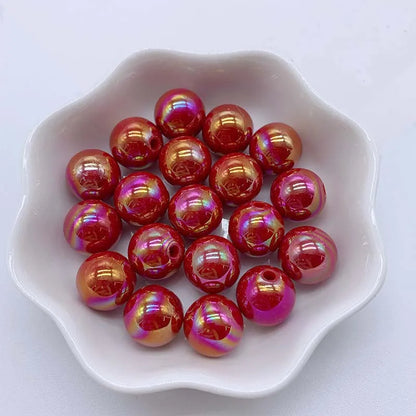 Hot Sale 500G/bag Acrylic Beads AB Plating Plastic Round Loose Beads for Mobile Phone Chain Bracelet Jewelry Making