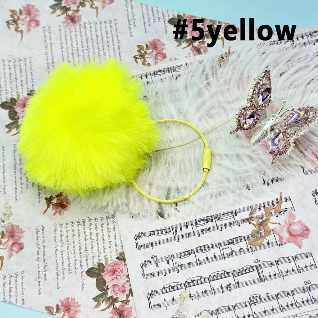 80mm Fluffy Pom Pom Balls with Elastic Loop & Keychain Ring for DIY Crafts Bulk