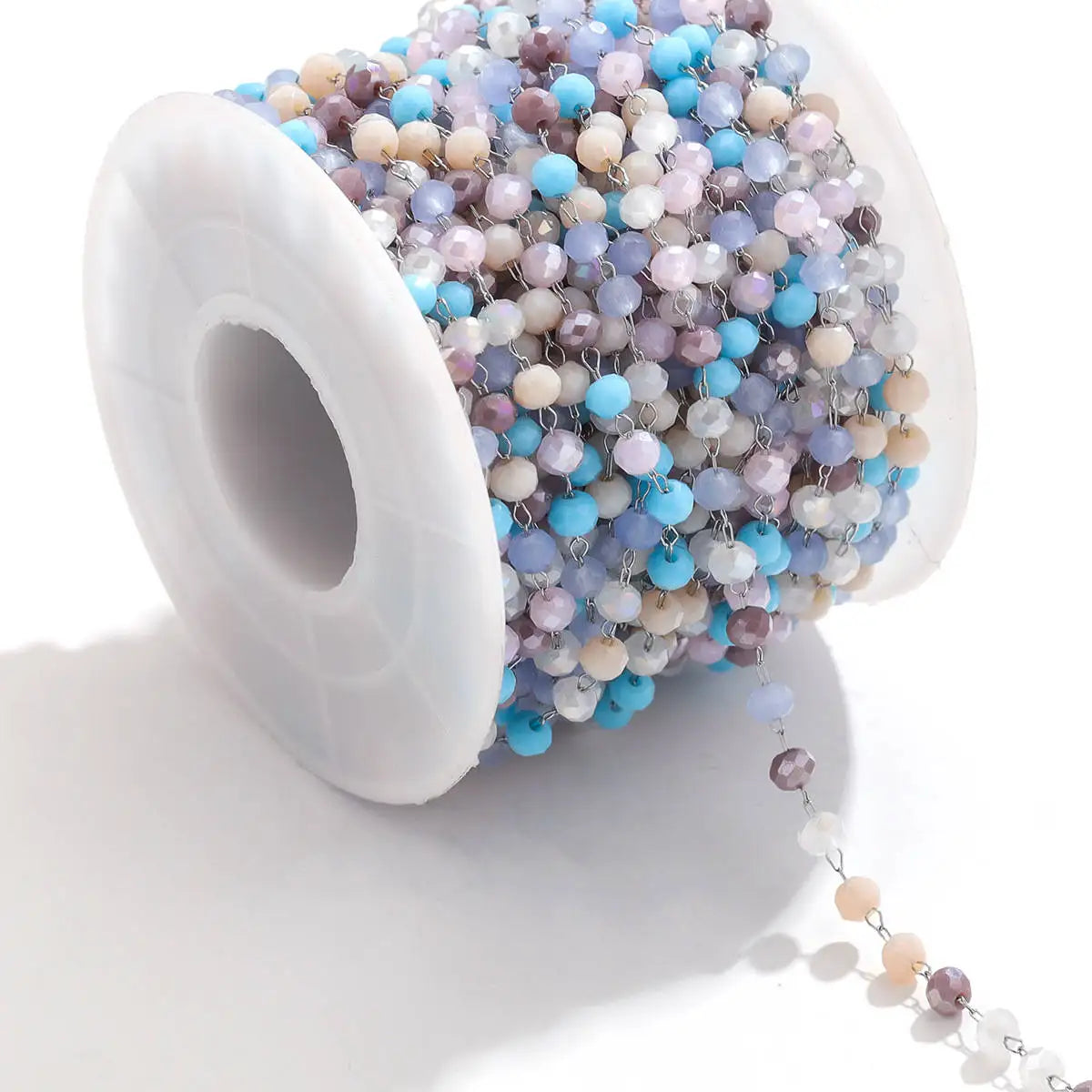 A1321 Fashion Handmade Stainless Steel Chain Beads Beaded Crystal Chain Colorful Chain for Necklace Bracelet Diy