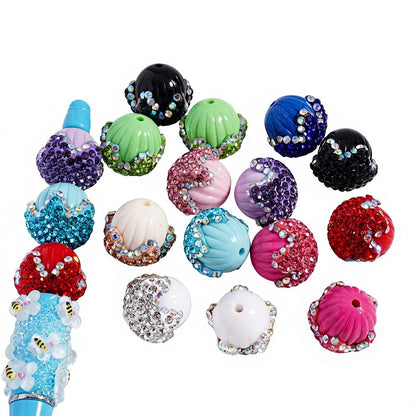 Shiny Rhinestones and Round Solid Color Acrylic Pinecone Beads for DIY Jewelry Making