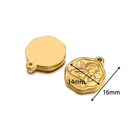 Fashion Stainless Steel 18k Gold Plated 14*16mm Angel Charm Pendants for Jewelry Necklace Making