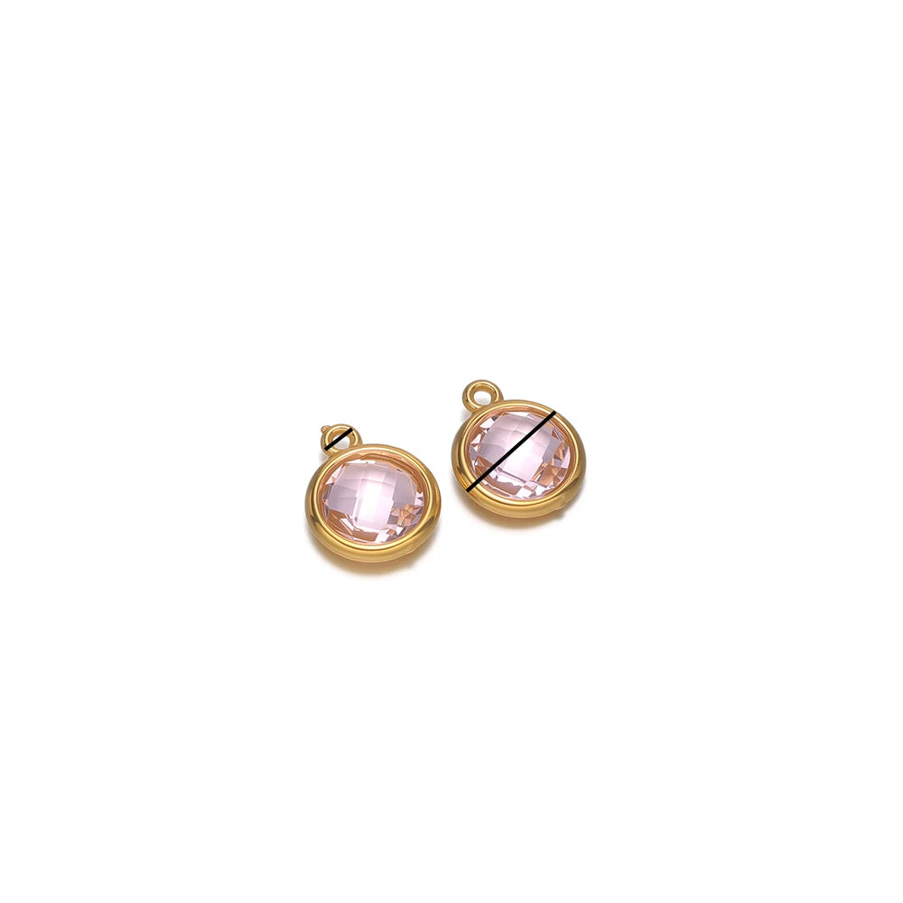 18K Gold Plated Stainless Steel Enamel Round Pendant Findings for Necklace Earrings Garment Making