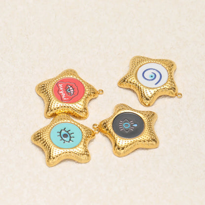 New Arrival Eye Charm 18k Gold Plated Stainless Steel  Enamel Star Pendant for DIY Handmade Necklace Earrings Jewelry Making