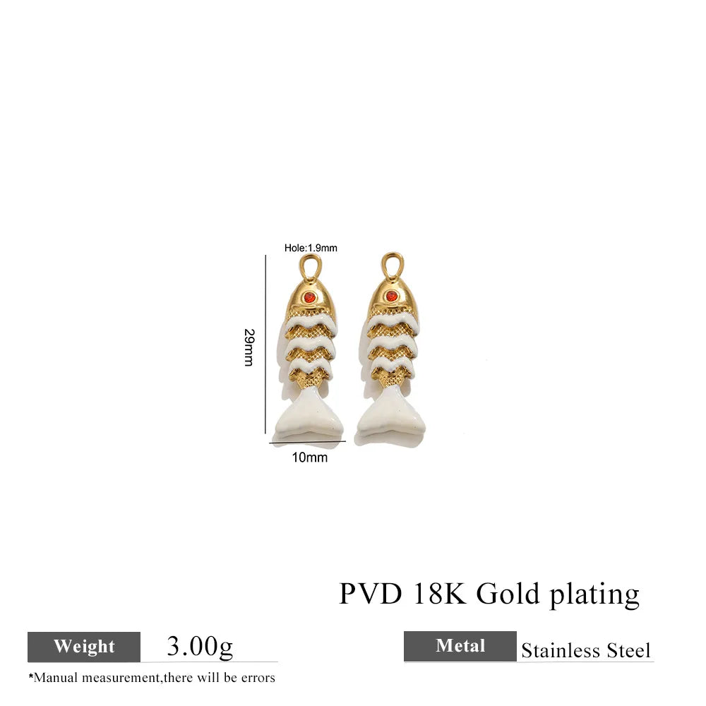 304 Stainless Steel Enamel Small Fish Pendants Multiple Styles Colorful Cartoon-shaped Charms DIY Necklaces