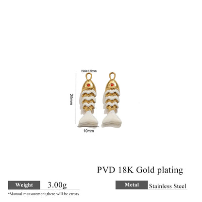 304 Stainless Steel Enamel Small Fish Pendants Multiple Styles Colorful Cartoon-shaped Charms DIY Necklaces