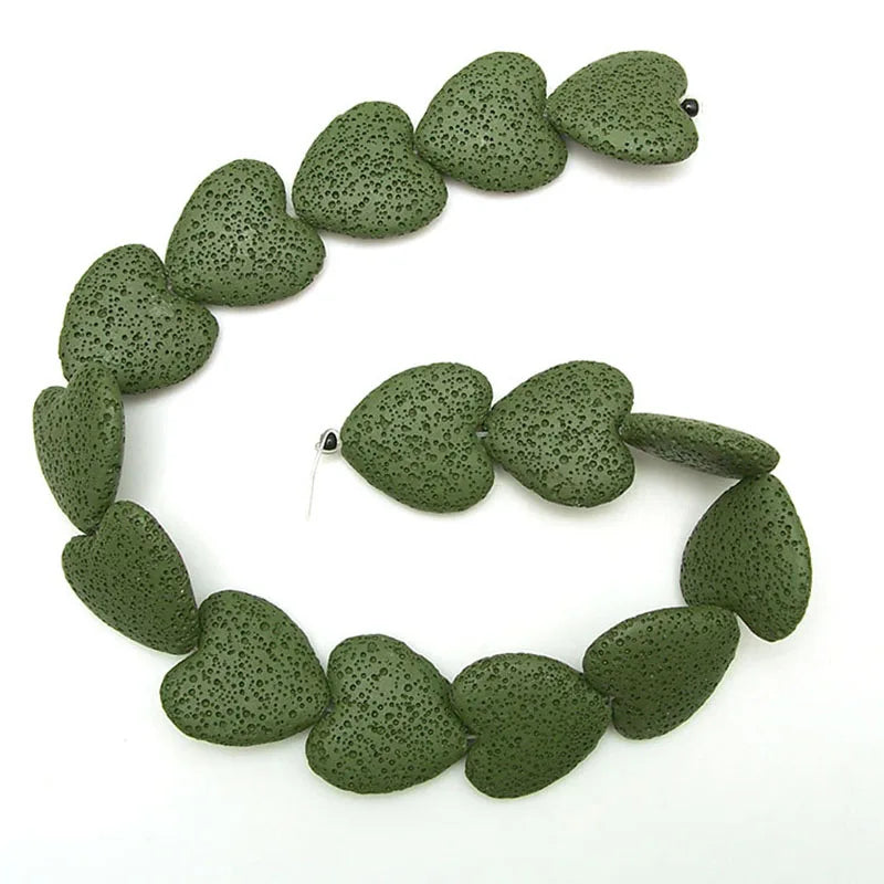 Wholesale Heart Shaped Multi Colors Pink Red Volcanic Rock Lava Stone Beads for Jewelry Making 20mm