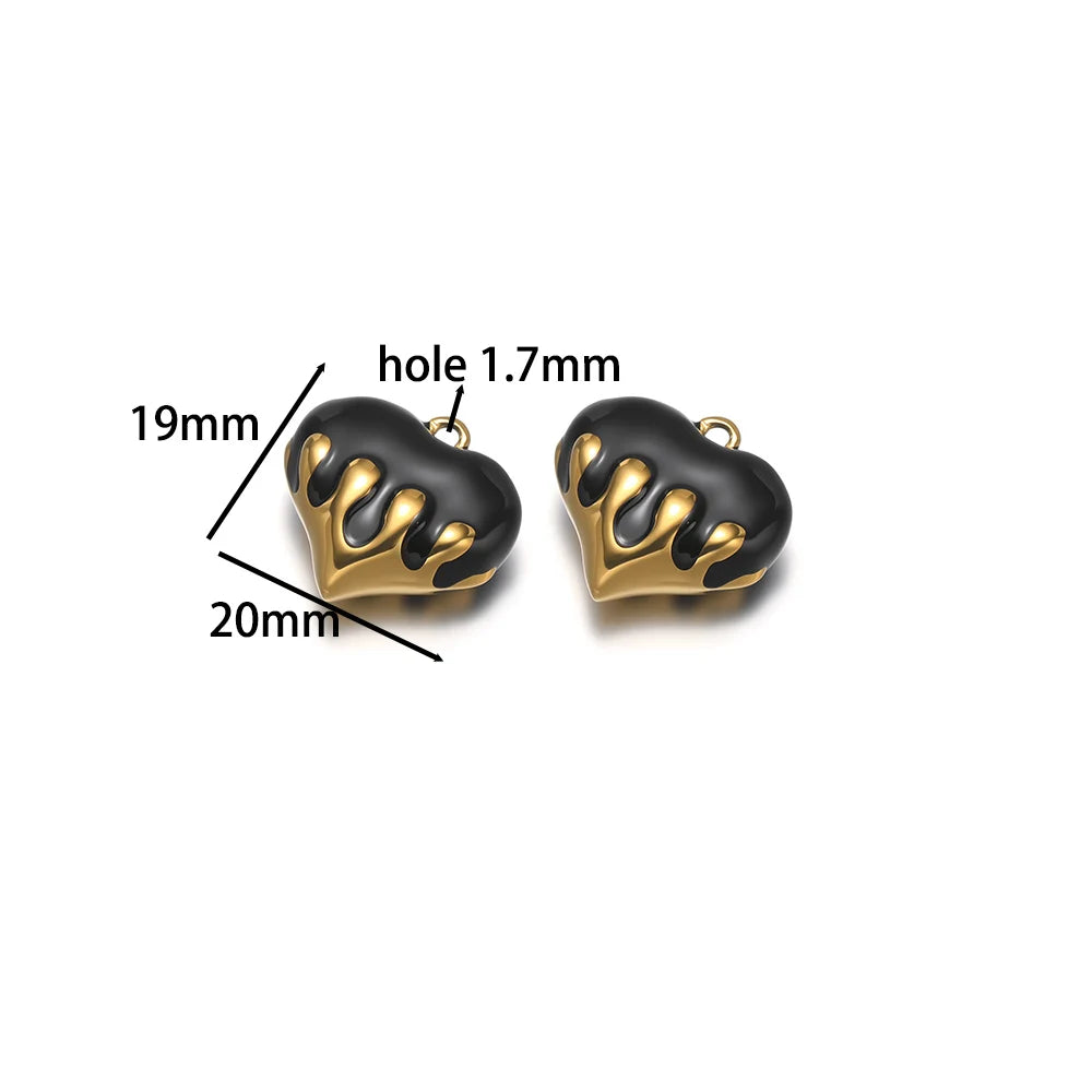 New Arrival Stainless Steel 18k Gold Plated Multicolor Oil Drop Heart Charm Pendant for Jewelry Necklace Making
